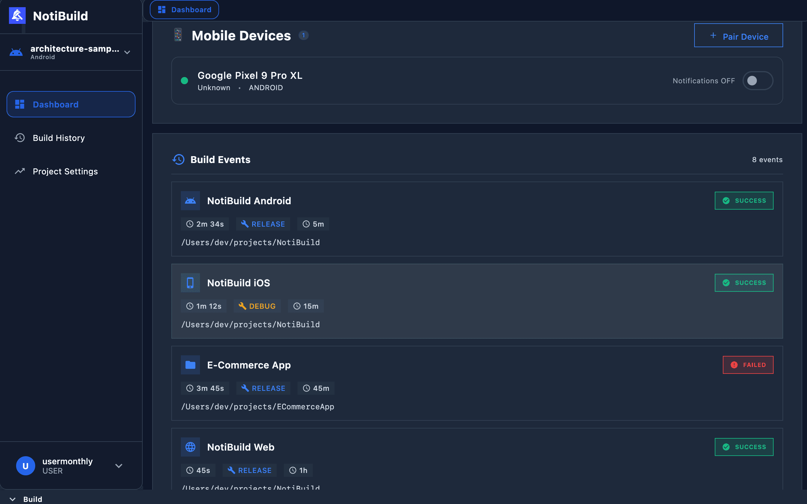 Desktop View - NotiBuild Desktop App