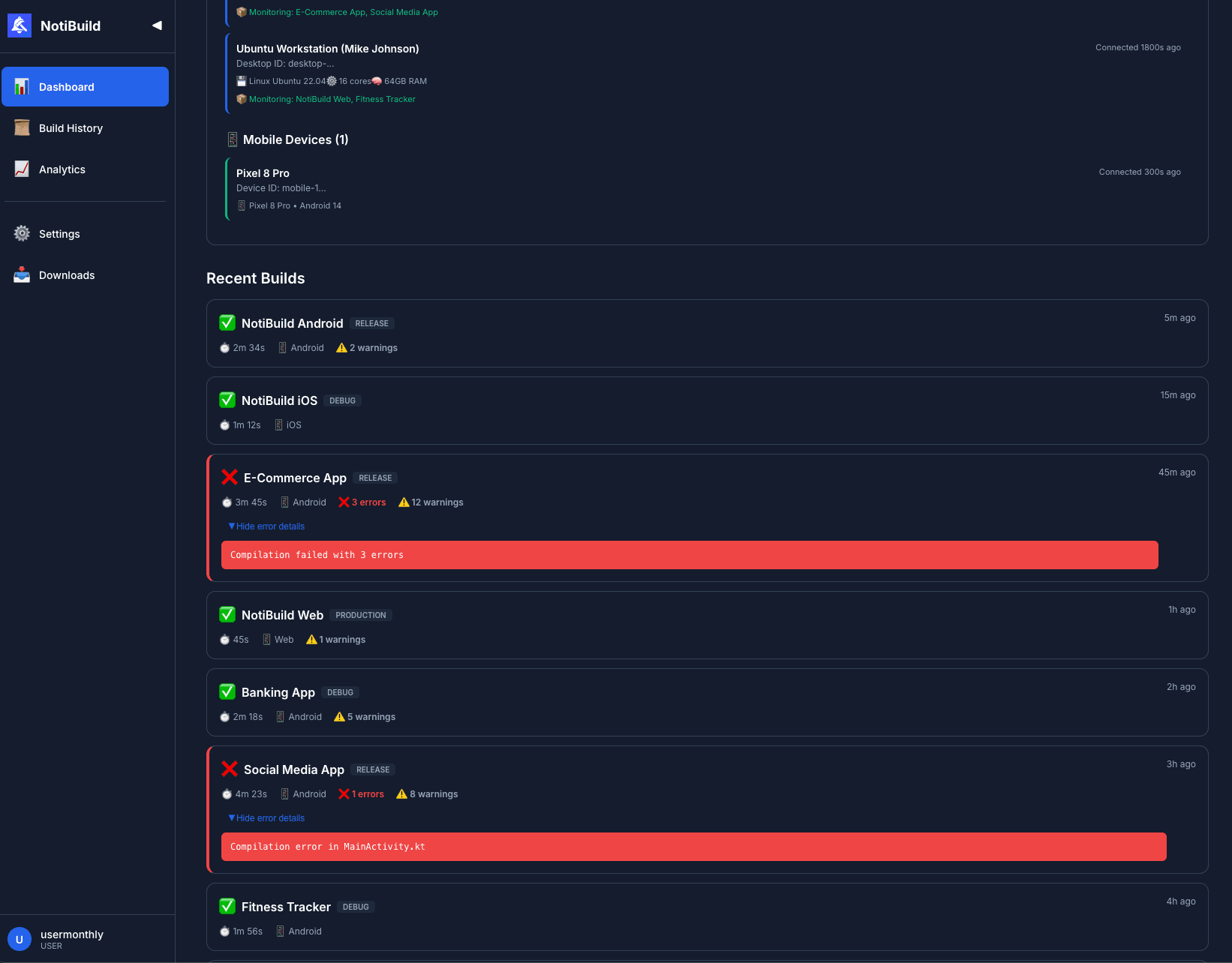 Web App - NotiBuild Web Interface
